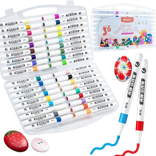 M&G 36 Colors Acrylic Paint Markers Stocking Stuffers, Christmas Gifts for artists, Paint Pens for Rock Painting, Stone, Wood, Calligraphy, Canvas, Ceramic, Metal, Glass, DIY Crafts