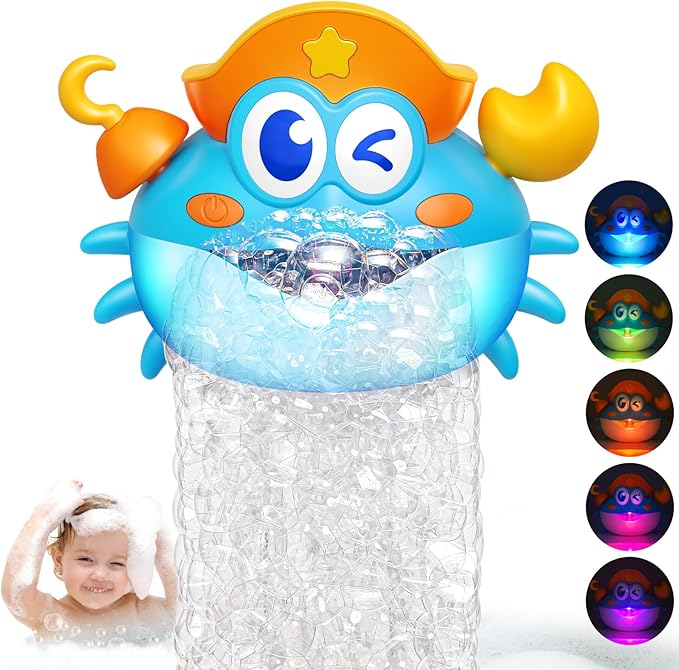Bath Toys,Light Up Baby Bath Toys Bath Bubble Machine with Colourful RGB Light Great Birthday for Toddler Boys and Girls Tub Toy for Kids Ages 1-3 4-8
