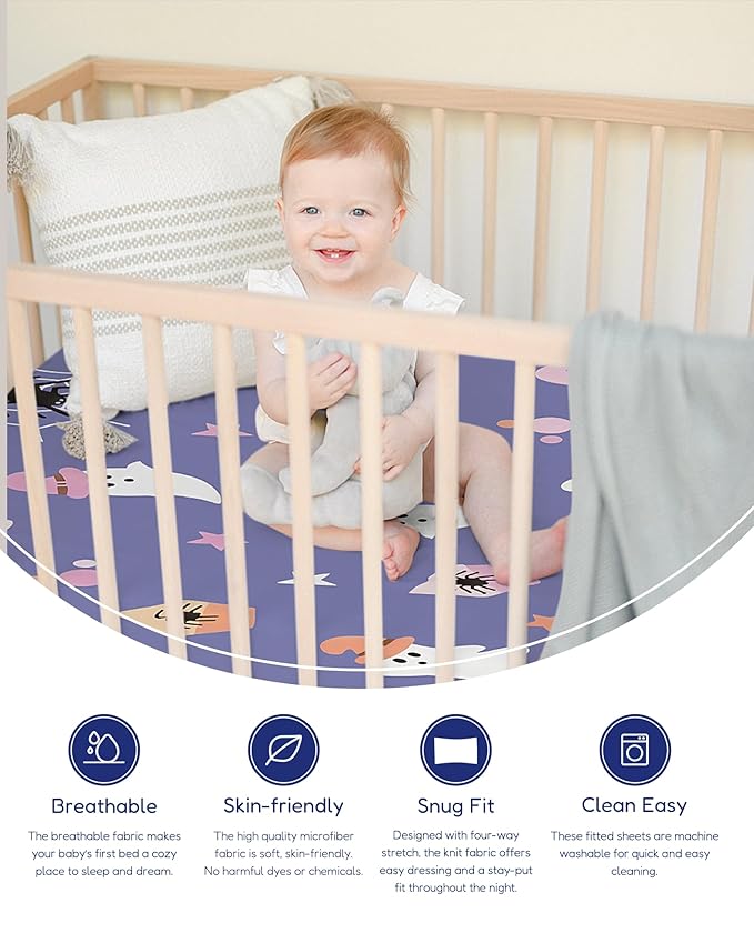 Ultra-Soft Halloween Crib Sheets Girl, 2 Pack Pink Fitted Baby Crib Sheet for Standard Crib Mattress & Toddler Bed Mattress (52"x28"), Boo, Trick or Treat, Pumpkin