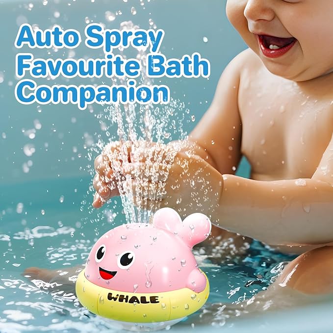Bath Toys for Kids Age 1-3, Light Up Baby Bath Toys for 1 2 3 Year Old Girl, Pool Water Toys for Toddlers Whale Bathtub Toys for 1 2 3 Year Old Boys & Girls Birthday Gifts (Pink)