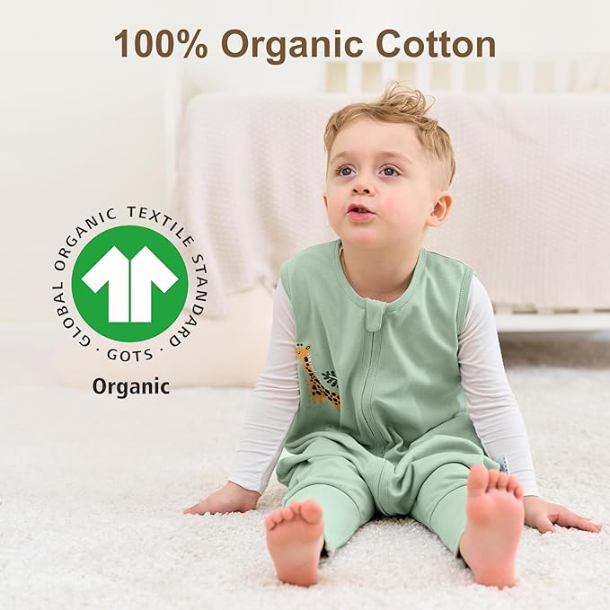 Yoofoss Toddler Sleep Sack with Feet 24-36 Months 100% Organic Cotton Baby Sleep Sack with Legs Toddler Wearable Blanket with 2-Way Zipper