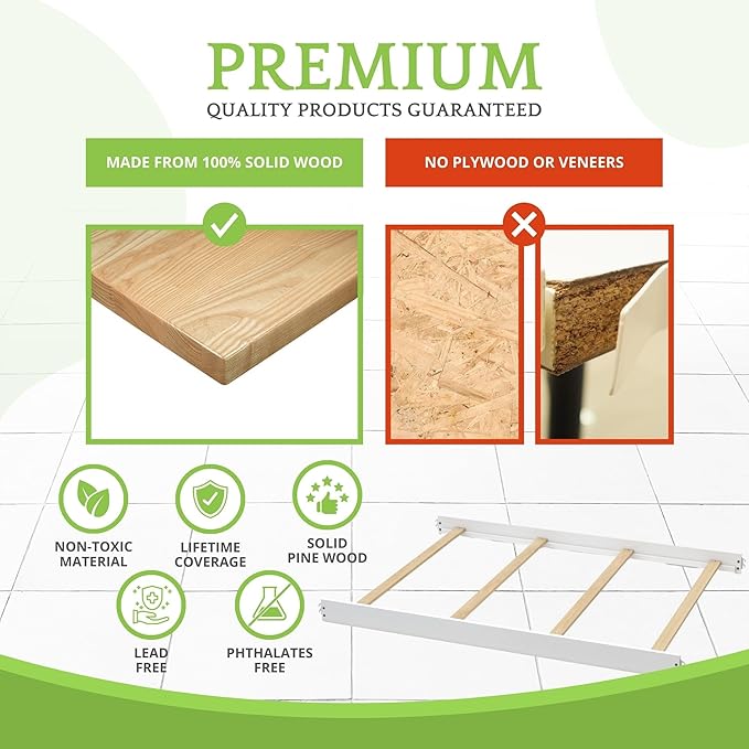 Full-Size Conversion Kit Bed Rails for Evolur Cribs - Solid Wood Crib Convertible Kit to Kids Bed - Transitional Style Rails & Easy-to-Install Child Essentials for Safety (Stardust)