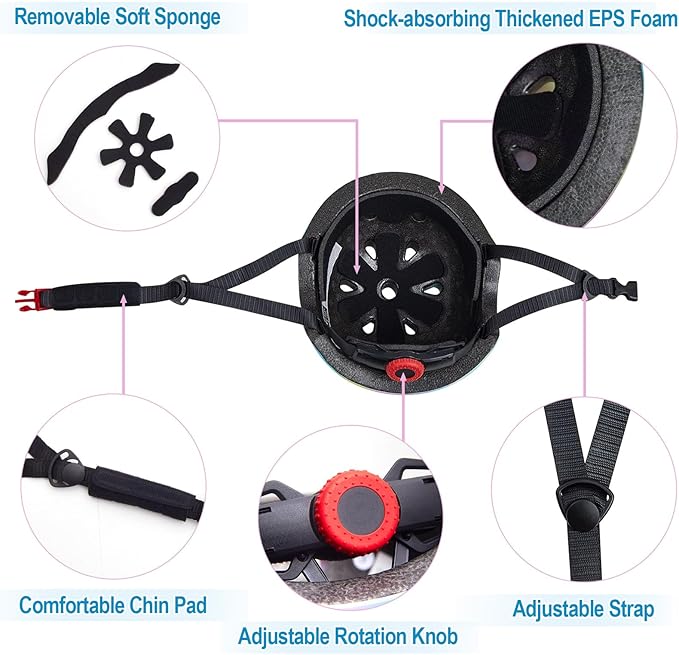FIODAY Kids Helmet Knee Pads for Kids Unicorn Knee and Elbow Pads Wrist Guards Adjustable Protective Gear Set for Girls Boys Sports Skateboard Inline Skating Scooter
