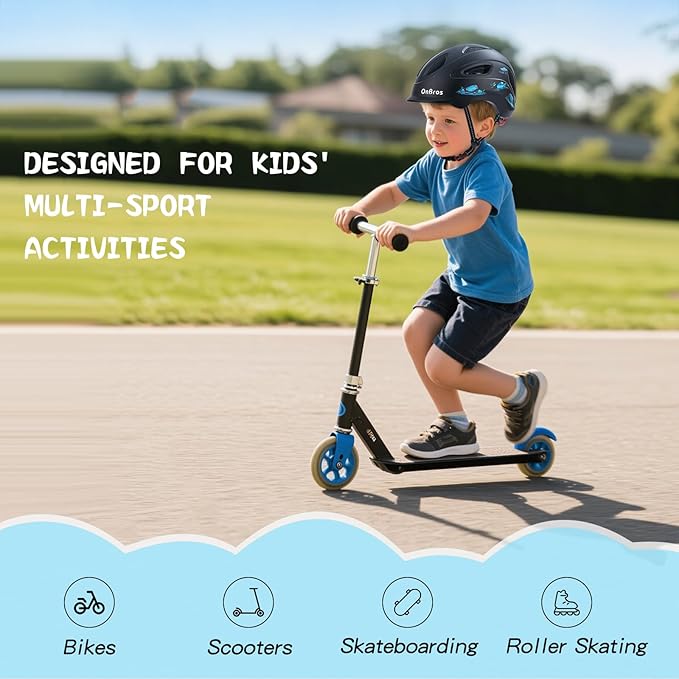 Kids Bike Helmet, OnBros Kid Bicycle Helmet for Girls and Boys with Light Lightweight Kids Helmets Certified Toddler Helmets for Kids 3-5-8-10 Age (46-50-55 cm)