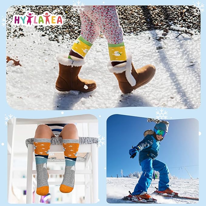 Hylaea Merino Wool Ski Socks Kids, Knee-high Warm Thermal Snowboard Skating Socks for Boys Girls Toddler