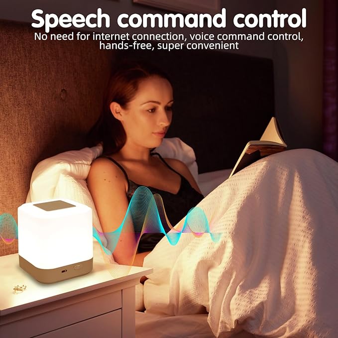 LIPKAHH Touch Lamp for Nightstand,Speech Control Bedside Lamp Touch Control for Bedrooms,Smart Rechargeable Night Light,Eye Caring Battery Dimmable Night Lamp for Nursery Kids & Adult