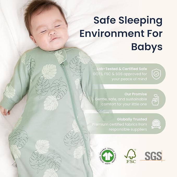Unisex Sleeping Bag for Babies and Toddlers 1.0 Tog Sleep Sack 6-18 Months, Newborn Sleep Sack, Wearable Blanket Baby, One piece Long sleeves, Gifts for Baby