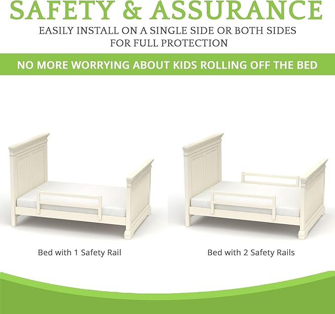 CC KITS Safety Guard Rail for Baby, Kids, and Children - Solid Wood Safety Bed Rail for Toddlers - Easy Installation - Premium Protection for Bunk, Twin, Full, Queen and King Size Beds - (Ivory Lace)