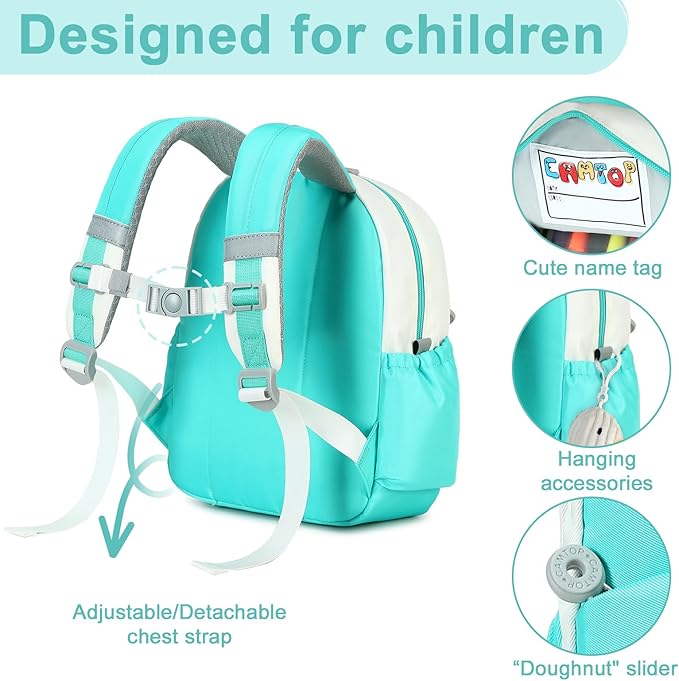 CAMTOP Toddler Backpack for Boys Girls 2-4, Kids Backpacks for Kindergarten Preschool, 12" H Small Bookbag for Daycare Travel (Blue, 12''- Not fit A4 folder)