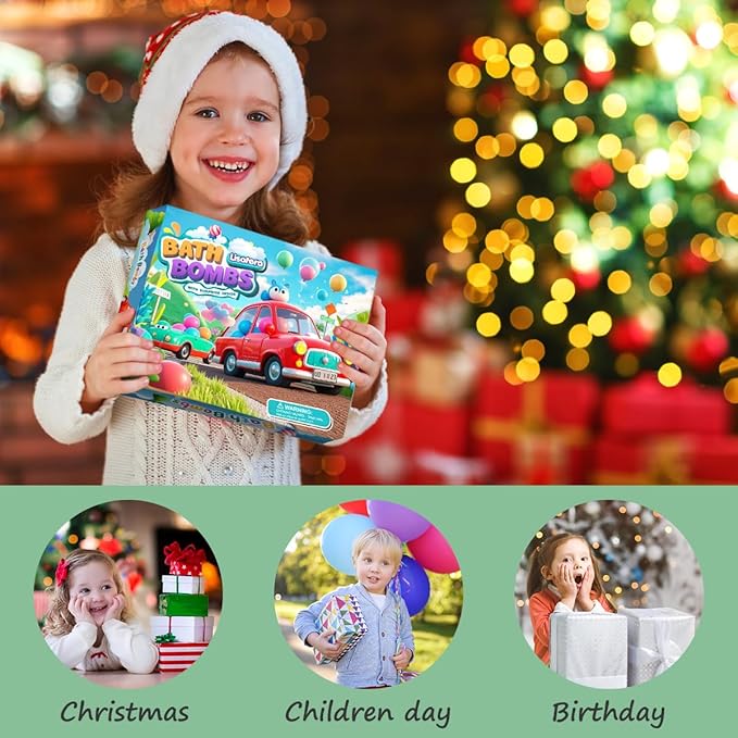 Bath Bombs for Kids with Toys Inside, Kids Bath Bombs for Boys Girls, 9-Piece Bathbomb Set Includes 9 Pull-Back Cars and 3 Vehicles, Halloween Christmas Birthday Easter Gift Set for Children