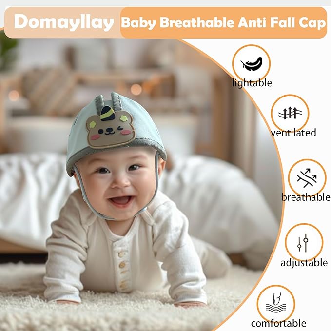Baby Helmet for Crawing Walking,Soft Infant Safety Helmet,Baby Helmet 1-2 Years for Anti-Fall Head Protector,Adjustable, Breathable