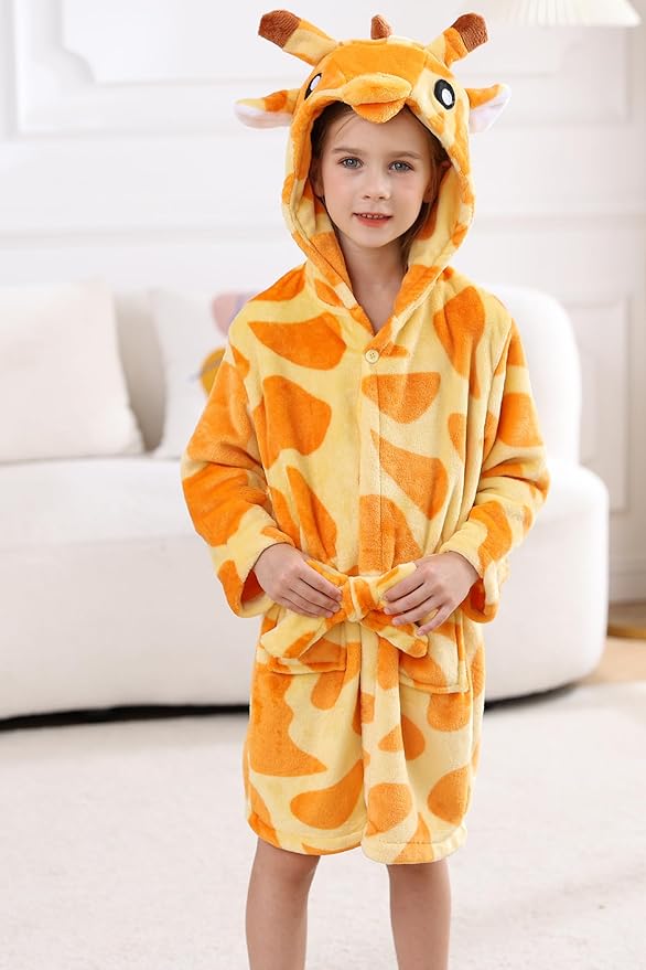 DELEY Girl's Robe Baby Boys Hoodie Robes Toddler Bathrobes for Kids Pajamas Sleepwear