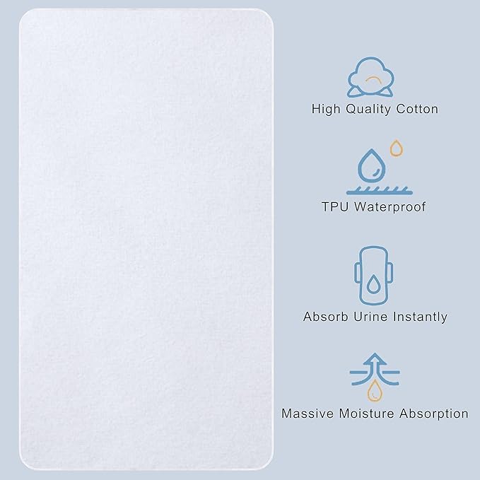 Flannel Protector Pad，100％ Waterproof Mattress Protector Pad, One Size, 34" X 54"-2Pack