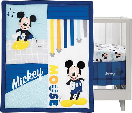 Lambs & Ivy Disney Baby Forever Mickey Mouse 3-Piece Blue Crib Bedding Set