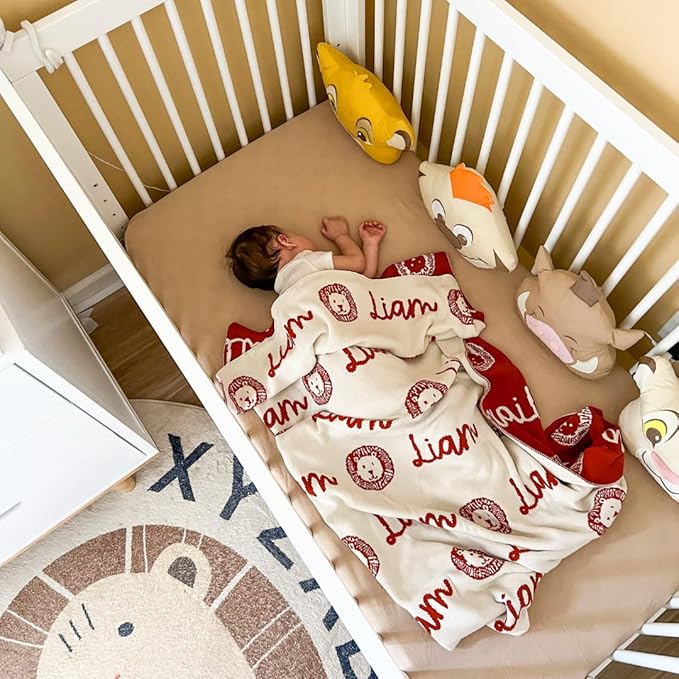 Personalized Tiled Icon Blanket – 100% Organic Cotton Customized Baby Blanket, Custom Name, Bassinet 30x40, Gift for Baby Shower, Birthday Present, Girls and Boys, Toddlers Kids, Made In America