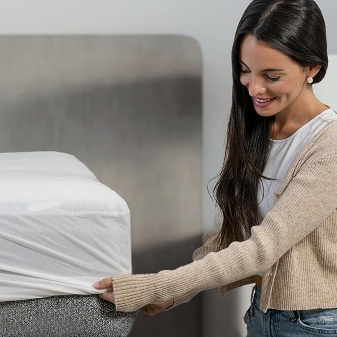 GhostBed Water Resistant Mattress Protector Cover - Noiseless, Lightweight, Breathable and Plastic-Free - Twin XL White