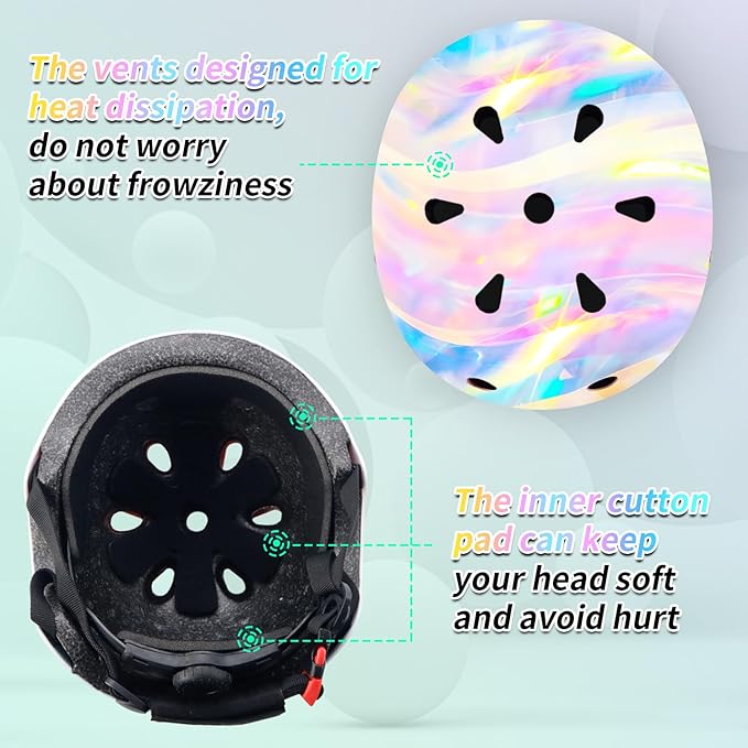 Adjustable Gradient Color Kids/Toddler Bike Helmet for 1-2-3-5-8-14 Years Boys Girls,Skateboard Helmet with Knee and Elbow Pads Wrist Guard Roller Skates,Cycling,Skating Scooter Longboard
