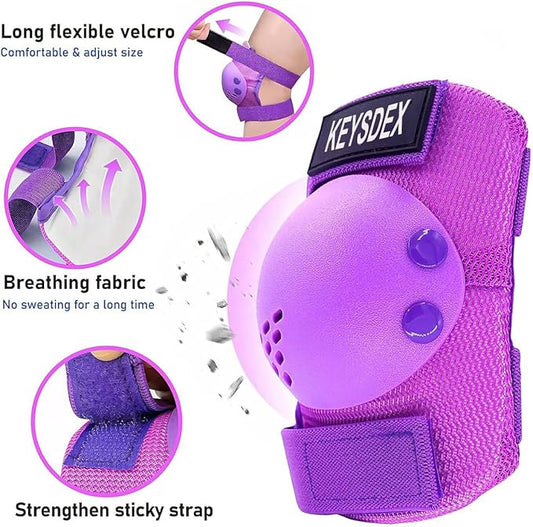 Kids/Youth Knee Pads Elbow Pads Wrist Guards Protective Gear Set for 3-15 Years, Child Roller Skates, Cycling, BMX Bike, Skateboard, Inline Skating, Scooter Riding and Outdoor Sports