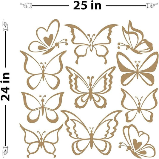 The Decal Guru Butterfly Wall Art Vinyl Stickers DIY Nursery or Girls Room Decor Peel and Stick Butterflies Decals (Light Brown, 24x25 inches)