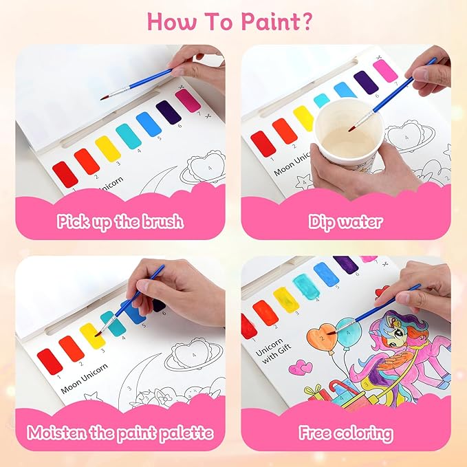 PERRYHOME Paint with Water Coloring Books for Kids,Mess Free Toddler Watercolor Painting Set,Unicorn Frozen Arts and Crafts Toys-Birthday Christmas Gifts for Toddlers Girls Ages 3 4 5 6 7 8