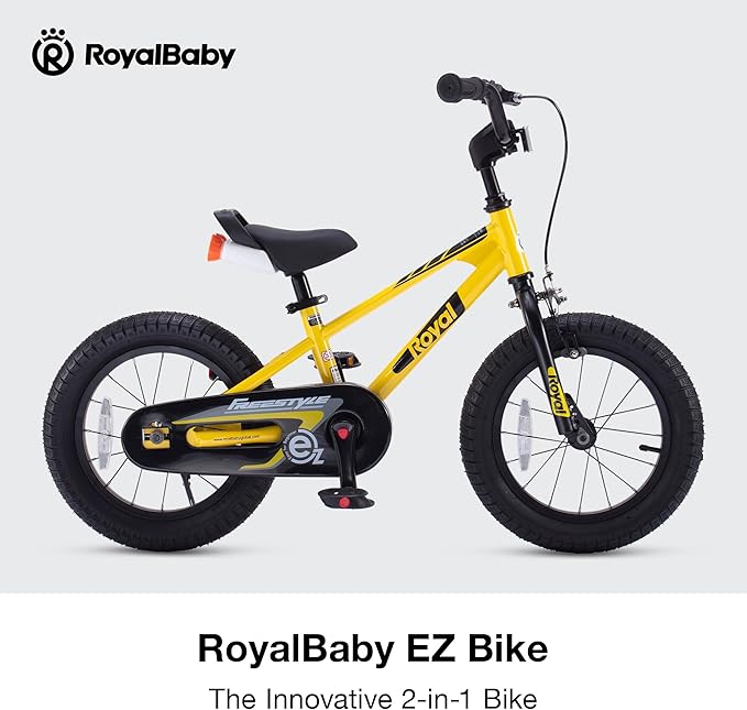 RoyalBaby Kids Bike Freestyle Classic & EZ Balance Pedal Switchable Bicycle, 12 14 16 18 Inch, 3-10 Years Toddler to Big Kids
