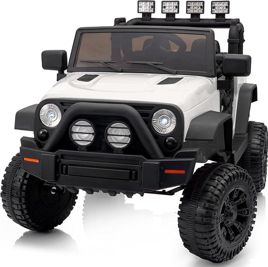 Kids Ride on Car Toy, 12V Electric Car for Kids with Remote Control, LED Light - White