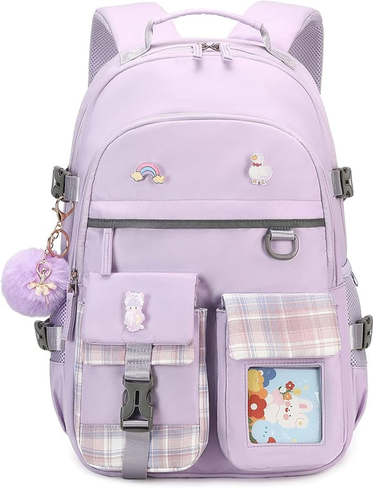 KIDNUO Backpack for Girls, 15.6 Inch Laptop School Bag Kids Kindergarten Elementary College Backpacks Large Bookbags for Teen Girl Women Students Casual Travel Daypacks (Purple)