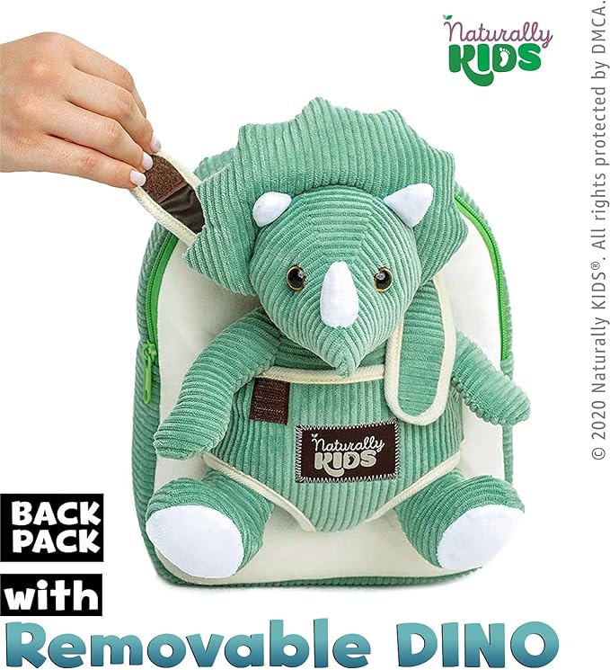 Green Triceratops Plush Stuffed Animal, Dinosaur Gifts for Kids 3-5, Dinosaur Backpack, Toddler Backpack for Boys, Girl