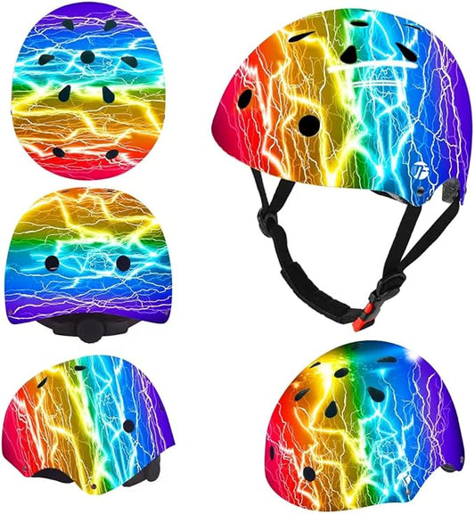 Adjustable Color Gradient Toddler Kids Bike Helmet for 3-5-8-14+Ages Girls Boys.Skateboard Bicycle Toddler Helmet 2-4 Years for Multi-Sports Cycling Scooter Inline Roller Skates Rollerblading