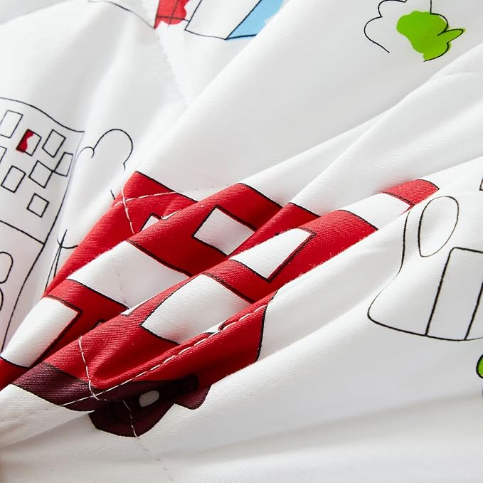 Brandream Kids Comforter Set Queen Full Size Cotton Boy Quilt Set 3-Piece Cars Trucks Bedding Set Lightweight Quilts