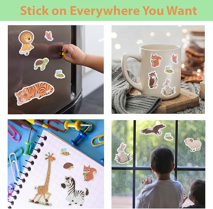 OIBUTUR Jelly Sticker Books for Toddlers 2-4 Years, Reusable Sticker Book for Kids 1-3, Toddler Stocking Stuffers＆Travel Essentials Animals Stickers for Kids Toddler Plane Activities (Animals)