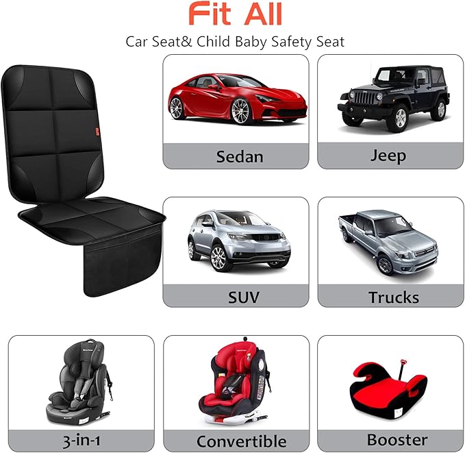 Car Seat Protector 1 Pack Car Seat Cushion Mat Thickest Padding,Waterproof 600D Fabric Car Seat Covers for Non-Slip Backing Mesh Pockets for Baby and Pet (Brown, 2 Pcs)