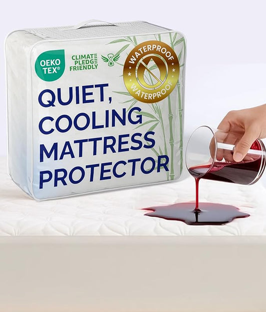 Waterproof Cooling Mattress Protector - Mattress Cover King Size Bed - Viscose Made From Bamboo - Soft, Breathable, Noiseless & Washable - Fitted Sheet Style & All Round Protection - (78" x 80") White