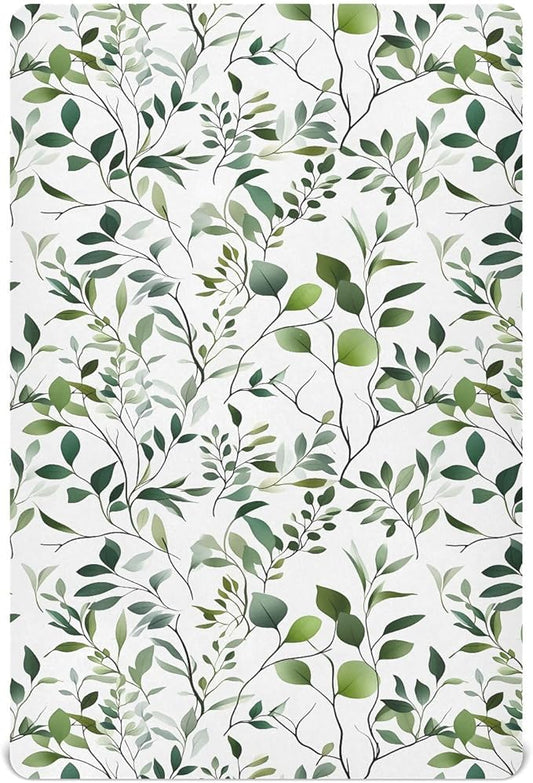 Baby Crib Sheets Fitted Crib Sheet Standard Crib and Toddler Mattress for Boys Girls 39 * 27in Pink Starfish Shell Pattern (Eucalyptus Leave Branch Pattern, Small)