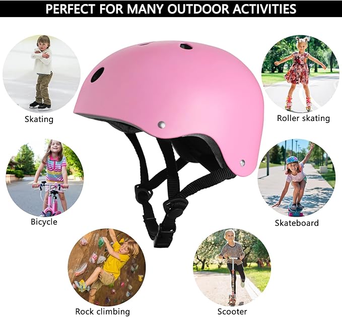 Kids Bike Helmet, Toddler Helmet for Kids Ages 3-5-8, Skateboard Helmet with Knee Elbow Wrist Pads for Boys Girls, Adjustable Protective Gear Set for Skating Bicycling Roller