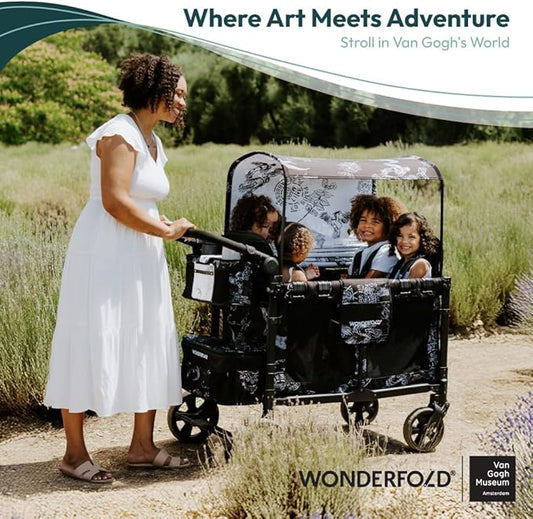 WONDERFOLD Universal Parent Console Stroller Organizer with Insulated Cup Holders, Hook & Loop Closure Handle Attachment, 2 Storage Pockets, Removable Shoulder Strap for Easy Transport