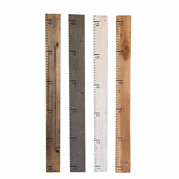 Rockin' Wood Custom Name Growth Chart Reclaimed Vintage Wood Naturally Weathered Hand Painted Kids Toddler Children Ruler Style Growth Measurement Chart No Vinyl Weathered Grey Narrow