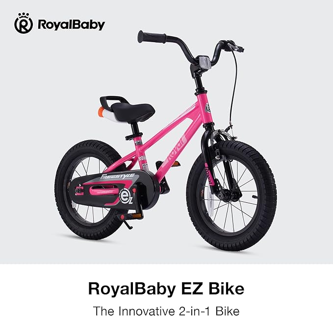 RoyalBaby Kids Bike Freestyle Classic & EZ Balance Pedal Switchable Bicycle, 12 14 16 18 Inch, 3-10 Years Toddler to Big Kids