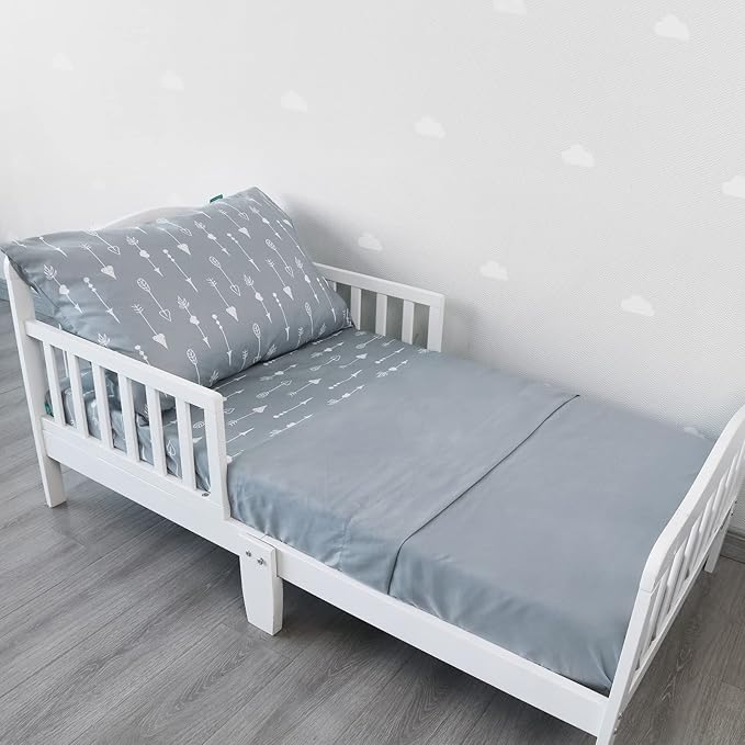 Biloban 3-Piece Toddler Sheet Set Microfiber, Toddler Bedding Set Includes Crib Mattress Sheet, Flat Sheet and Envelope Pillowcase, Silky Soft, Breathable and Lightweight, Arrow