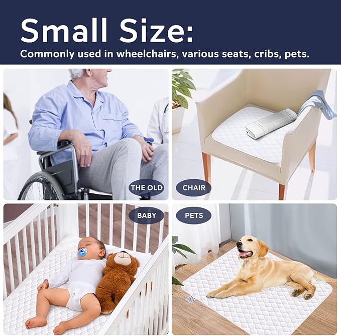 Non-Slip Bed Pads for Incontinence,20"X24" (3 Pack),Waterproof Washable Underpads and Mattress Protectors,Absorbent Incontinence Bed Pads for Children,Kids,Pets