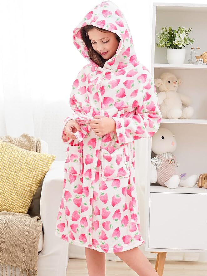 Doctor Unicorn Soft Hooded Rainbow Bathrobe Sleepwear for Girls