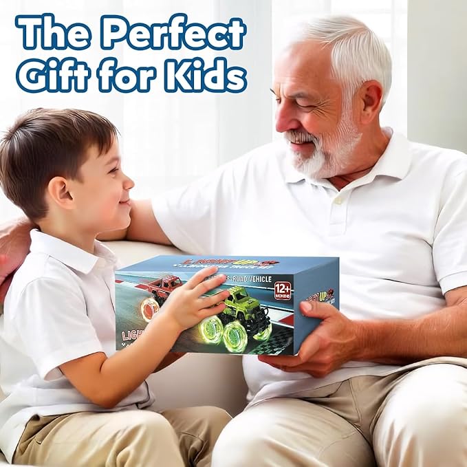 Monster Trucks Toys for Toddlers Boys: Light-up Wheels for Kids Age 2-4 Years Old,Toy Car for Kid Ages 3-5,Boy Cars to 3-6,Toy Truck for Toddler 1-3,Jam Birthday Gift for Children 1-3