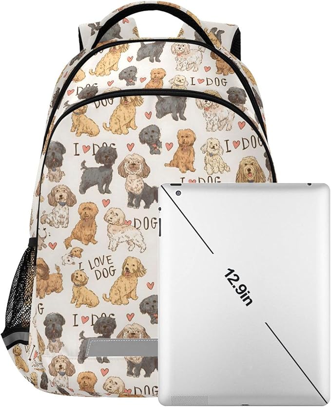 MNSRUU Laptop Backpack with Chest Strap, Dogs Heart School Backpack, Travel Hiking Bag for Boys Girls Teen College Adult, Rucksack Knapsack