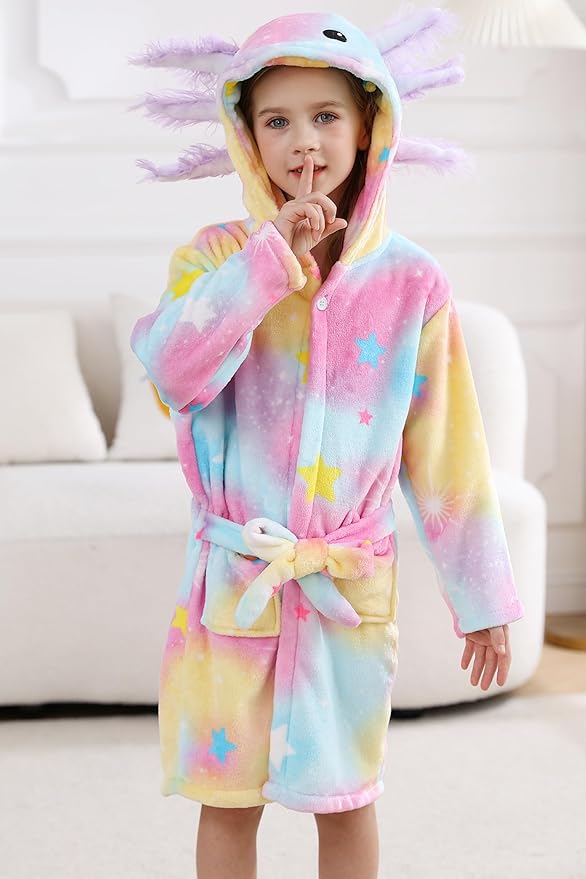 DELEY Girl's Robe Baby Boys Hoodie Robes Toddler Bathrobes for Kids Pajamas Sleepwear