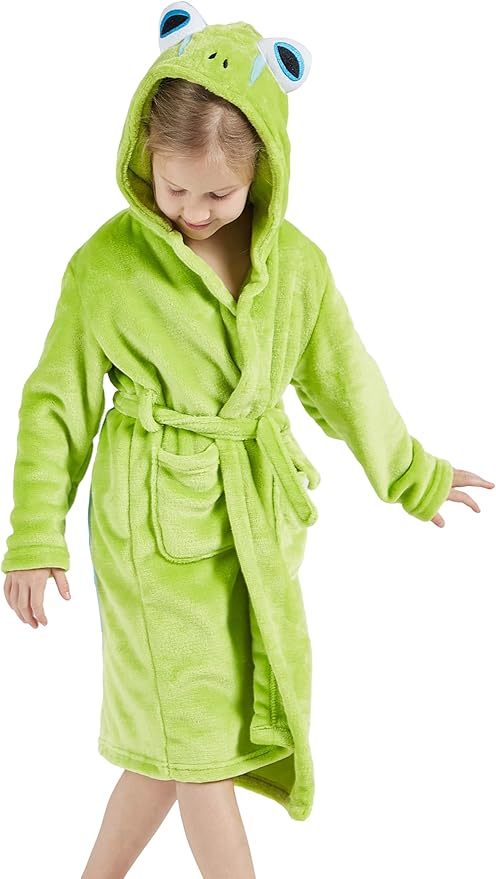 DELEY Girl's Robe Baby Boys Hoodie Robes Toddler Bathrobes for Kids Pajamas Sleepwear