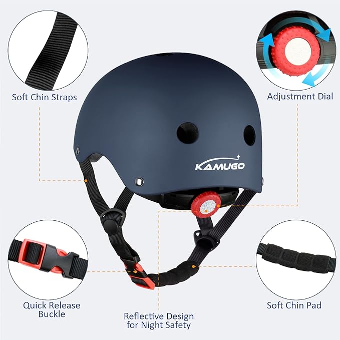 KAMUGO Kids Adjustable Helmet, Suitable for Toddler Kids Ages 2-14 Boys Girls, Multi-Sport Safety Cycling Skating Scooter Helmet