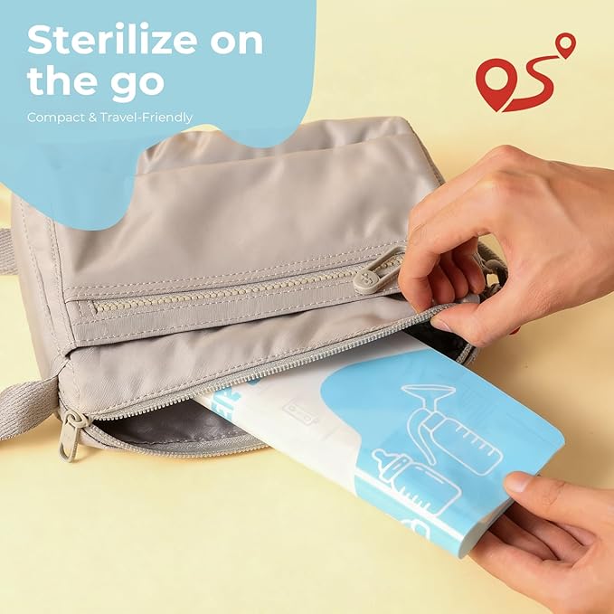 15 Pack Microwave Steam Sterilizer Bags Plus, Large Size for Baby Bottles Soothers, Teethers, Breast Pump Parts, Training Cups and Accessories, 20 Uses Per Bag, Baby Travel Essential