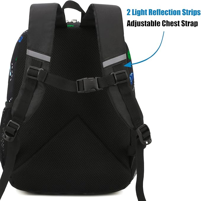 JinBeryl Toddler Backpack for Boys or Girls, Little Kids Backpack for Preschool or Kindergarten (Dinosaur Black, Small)