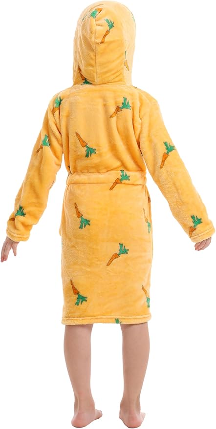 Toddler Robes Cute Pattern Bathrobe Unisex Kids Robe Baby Flannel Hoodie Pajamas Sleepwear