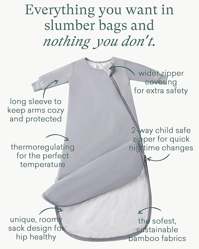 PurComfy Supersoft Baby Premium Bamboo Viscose Long-Sleeve Wearable Sleeping Bag Sack Blanket 1.0 TOG